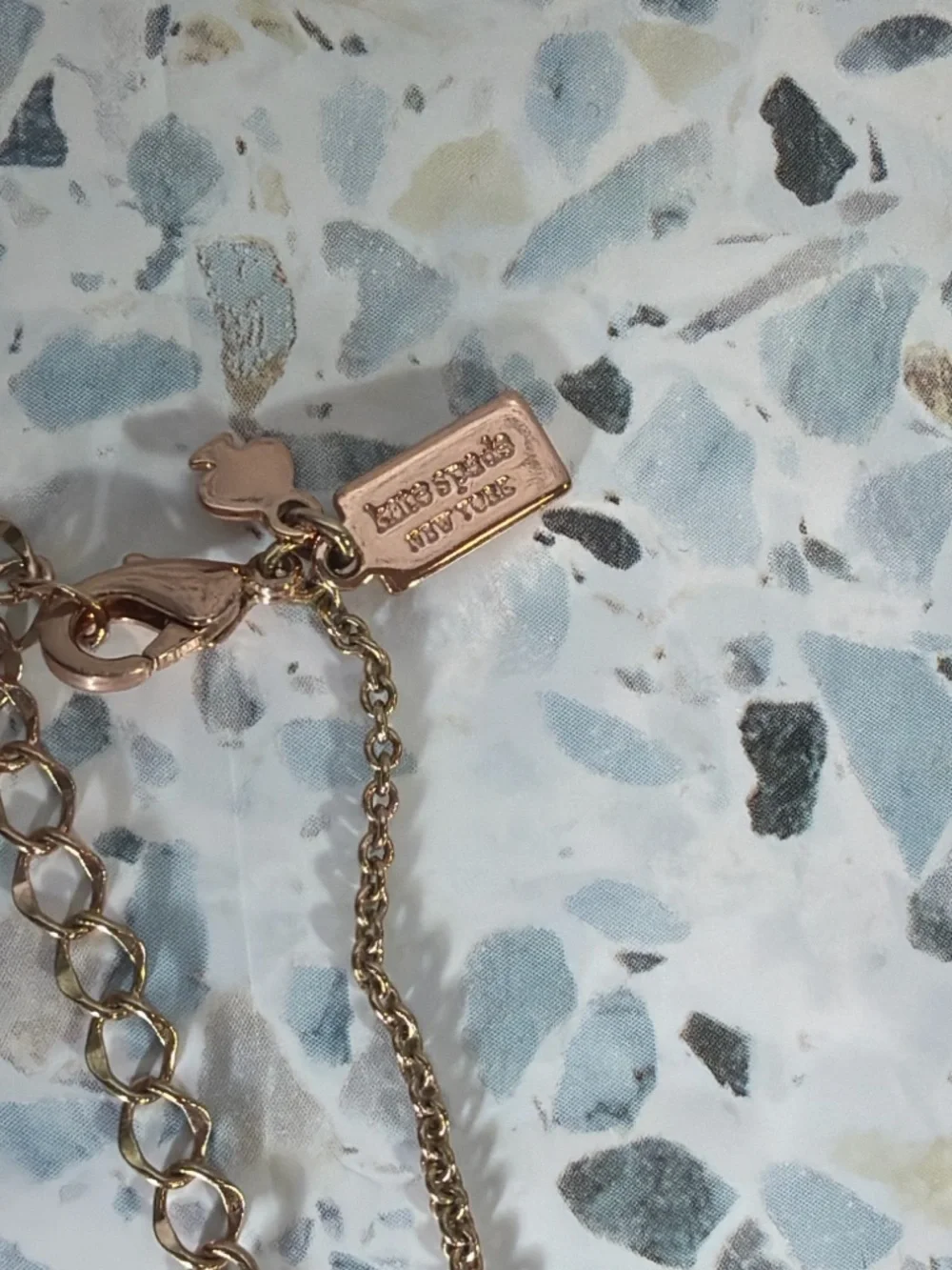 kate spade rose gold spade cutout pendant necklace with crystal charm
